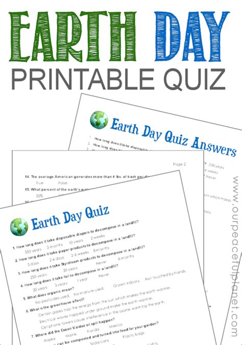 Earth Day Quiz Printable